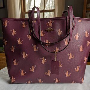 Coach burgundy party cats tote bag